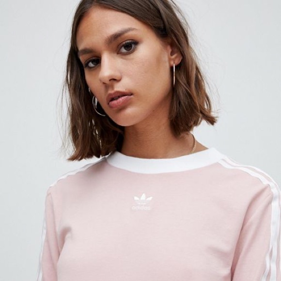 Adidas women’s 3 stripe long sleeve in dusty pink - Picture 1 of 3